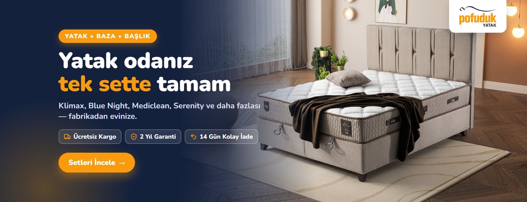 Yatak, baza ve başlık setleri — ücretsiz kargo, 2 yıl garanti